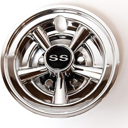 Miniatura 3 de 4 x 8 tapas de cubo de carrito de golf, cromadas, diseño universal compatible con EZGO, Club Car, Yamaha