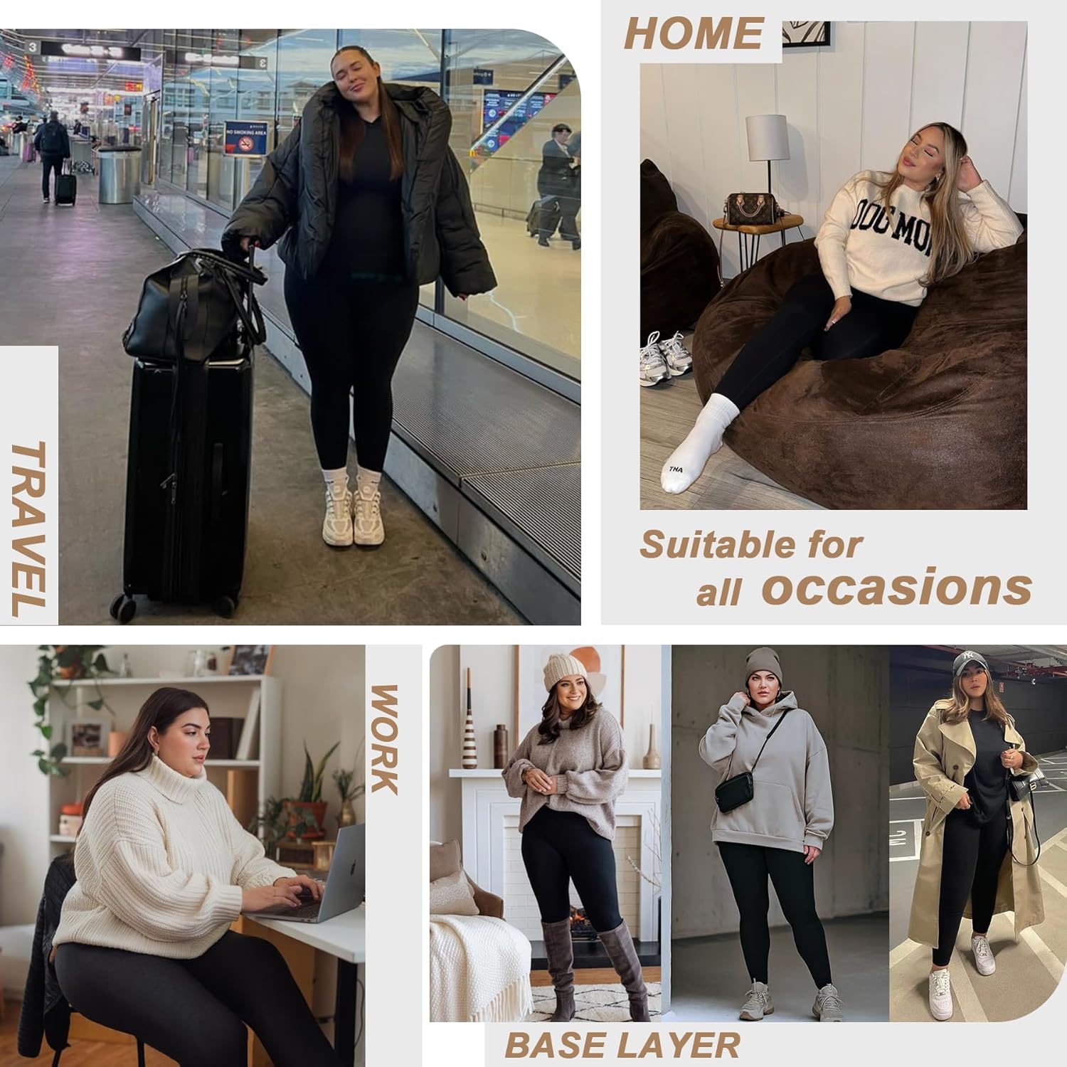 FULLSOFT 2 Pack Women's Plus Size Fleece Lined Leggings-Thermal High Waist Stretchy 1X-4X Yoga Pants for Winter Workout - Image 5