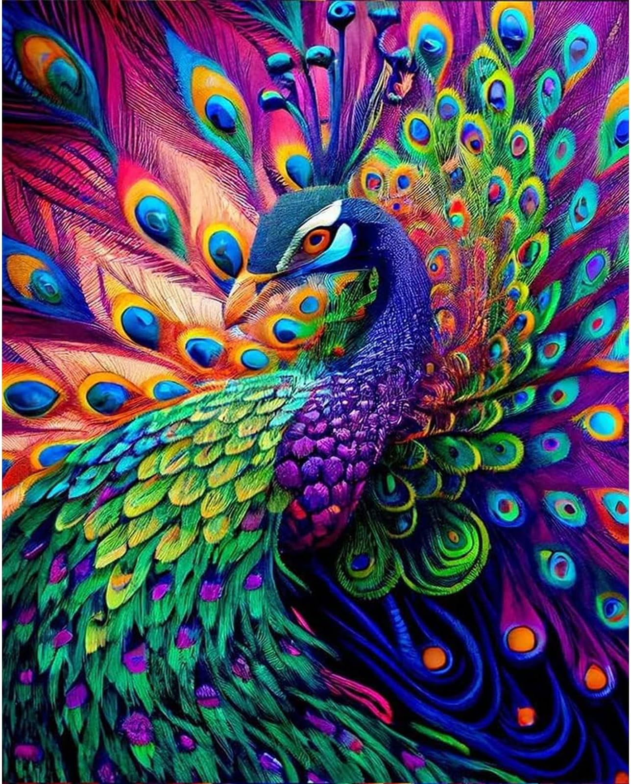 Paint by Numbers for Adults Beginner,Peacocks Paint by Number for Adults,DIY Acrylic Painting Gift Drawing Paintwork for Relax and Home Wall Decoer 12x16inch