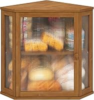 Vista 13 de Caja de Pan de Esquina para Encimera de Cocina, Caja de Pan de Madera de Bambú Negra, Caja de Almacenamiento de Pan de Gran Capacidad con Panel