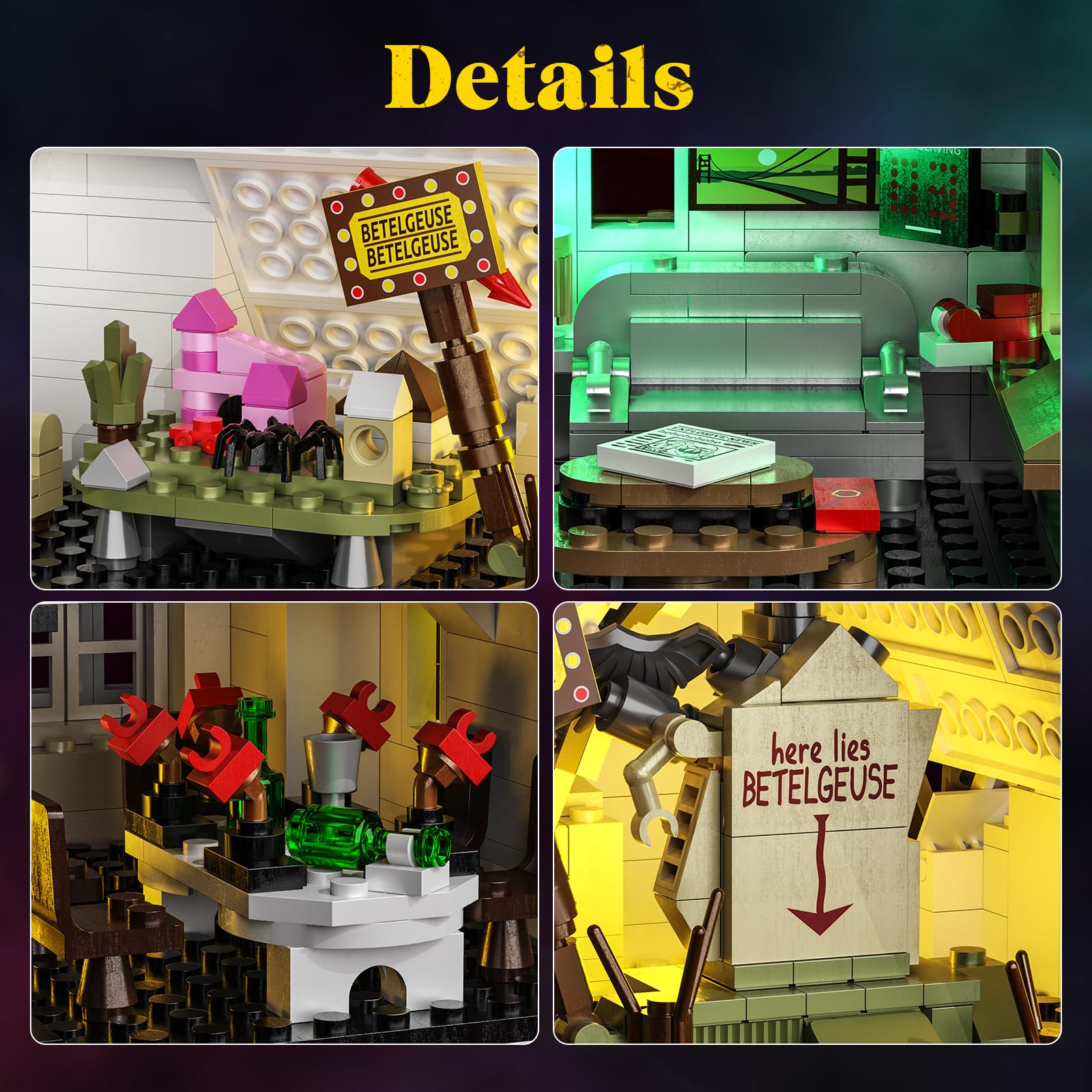 Beetle House - Juego de bloques de construcción de Halloween, Betelgeuse Sandworm, monstruo, película de terror, juguetes compatibles con Lego, decoración de cumpleaños, regalo coleccionable para