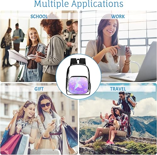 Miniatura 6 de Amlion Mochila transparente personalizada con nombre, mochilas transparentes personalizadas, foto con logotipo personalizado para el lugar de