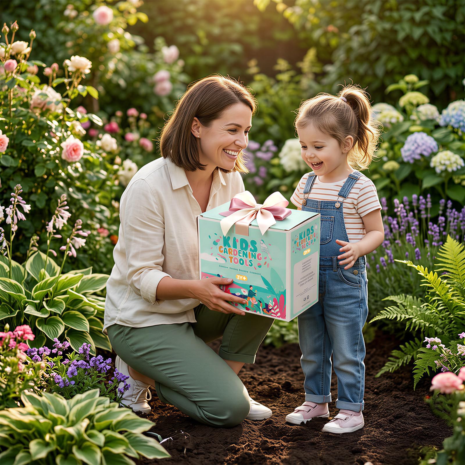 FITNATE Kinder Gartenarbeit Set,6 PCS Gartenwerkzeug Kinder Mit 3 Gartengeräte, Gartenhandschuhe & Aufbewahrungstasche, Out/Indoor Spielzeug Geschenk für Jungen Mädchen