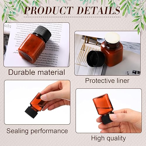 Miniatura 10 de 100 tarros cosméticos de plástico ámbar de 4 onzas con tapas, recipientes vacíos a prueba de fugas, tarros redondos herméticos recargables para
