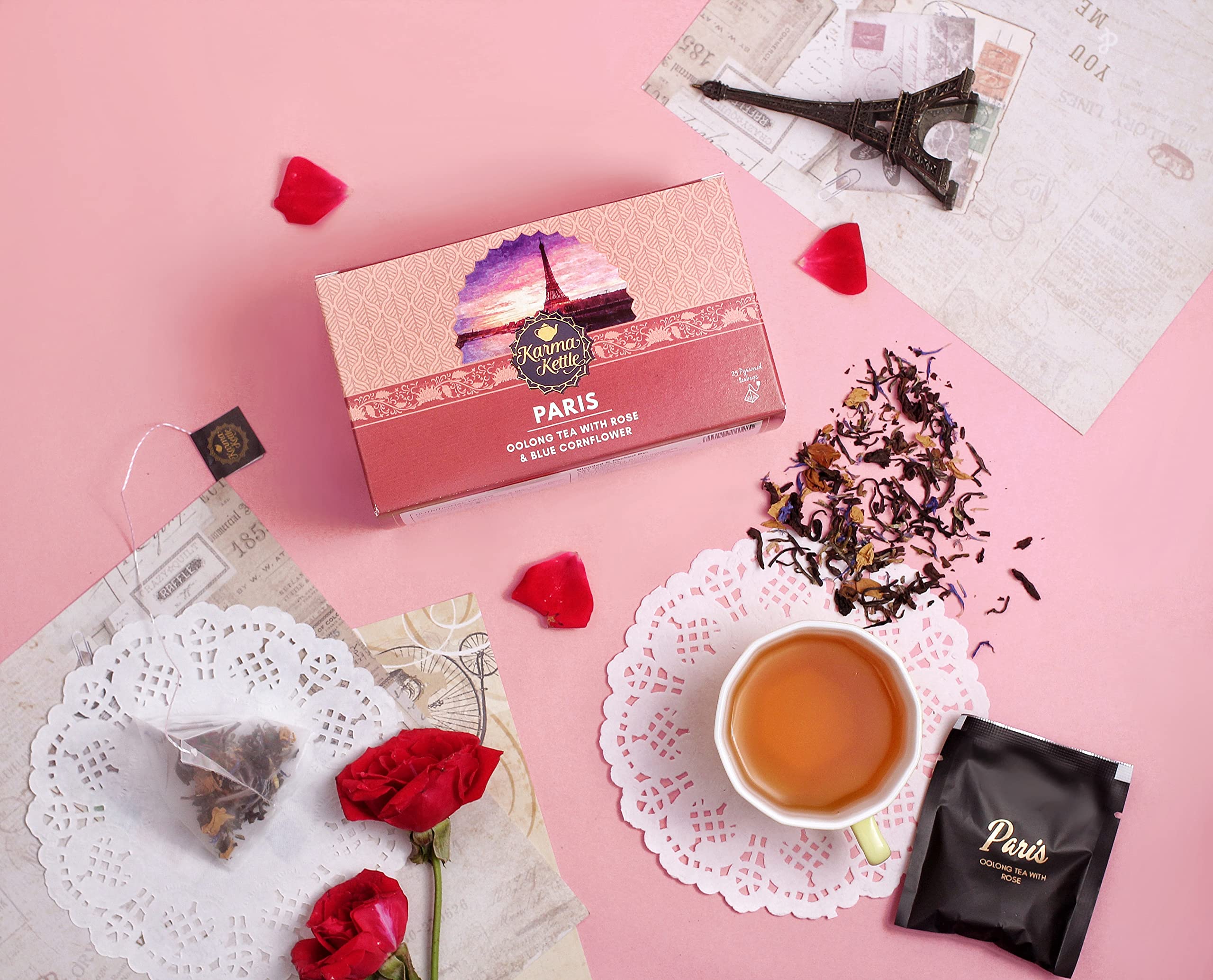 Karma Kettle Paris Rose oolong tea 25 Pyramid Teabags - Image 2 thumbnail