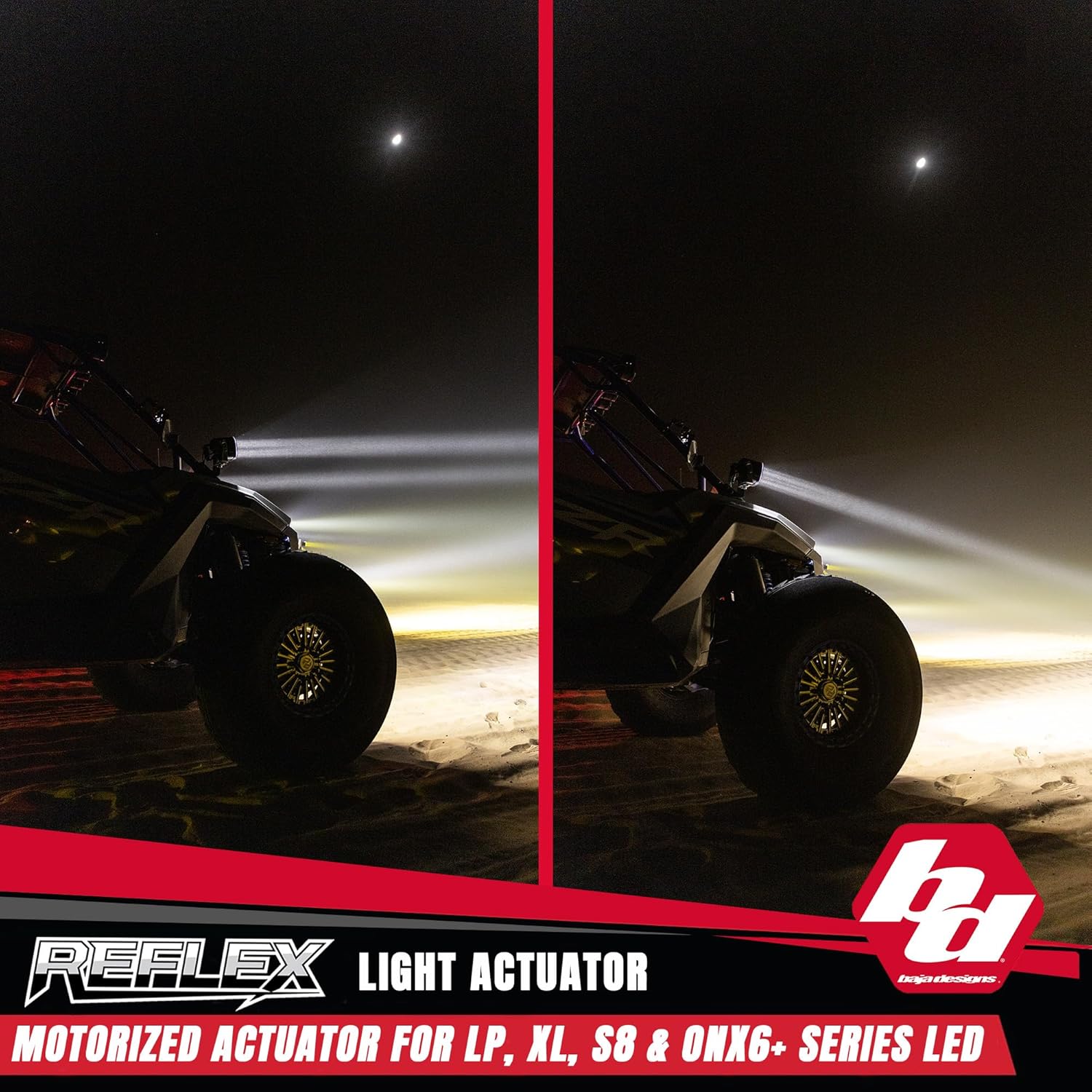 Baja Designs Reflex Light Actuator Kit for LP4, LP6, LP9 and XL-Moto Series LED Light Pods - Motorized Pitch Adjustment Up to 20°, Low-Profile Bolt-On Mount, Waterproof Construction (Single Actuator)