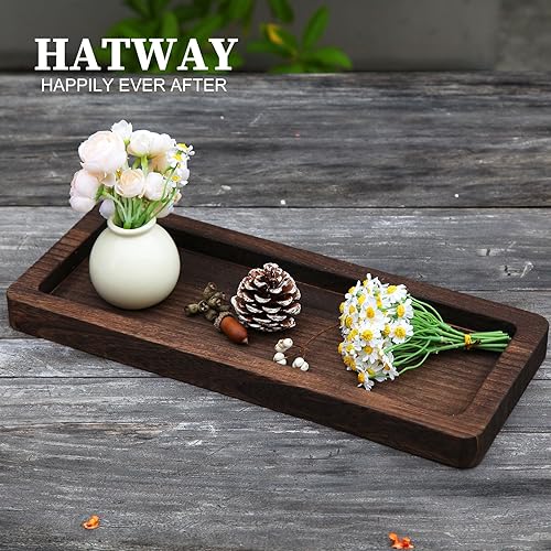 Miniatura 4 de Bandeja decorativa de madera, portavelas larga de madera, decoración del hogar, centros de mesa para centros de mesa para mesa de café, decoración