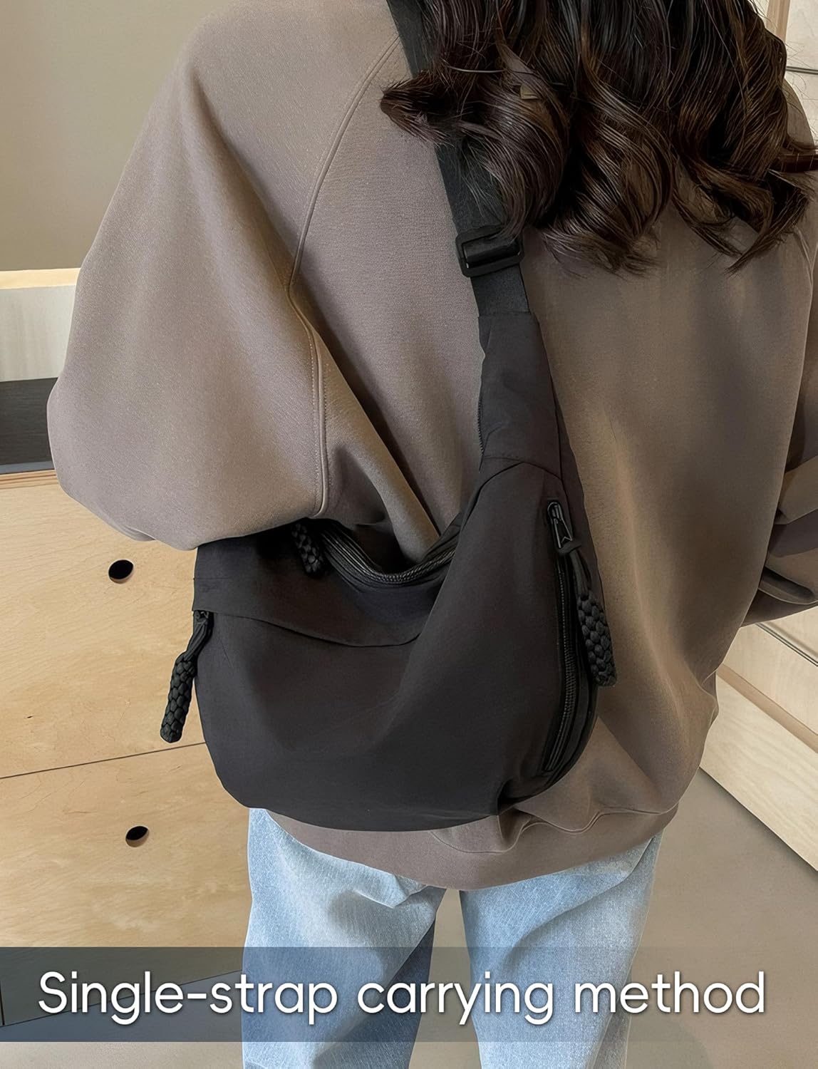 Women Daily Dumpling Bag Solid Color Crossbody Bags Casual Travel Adjustable Strap Multi Pockets Chest Bag