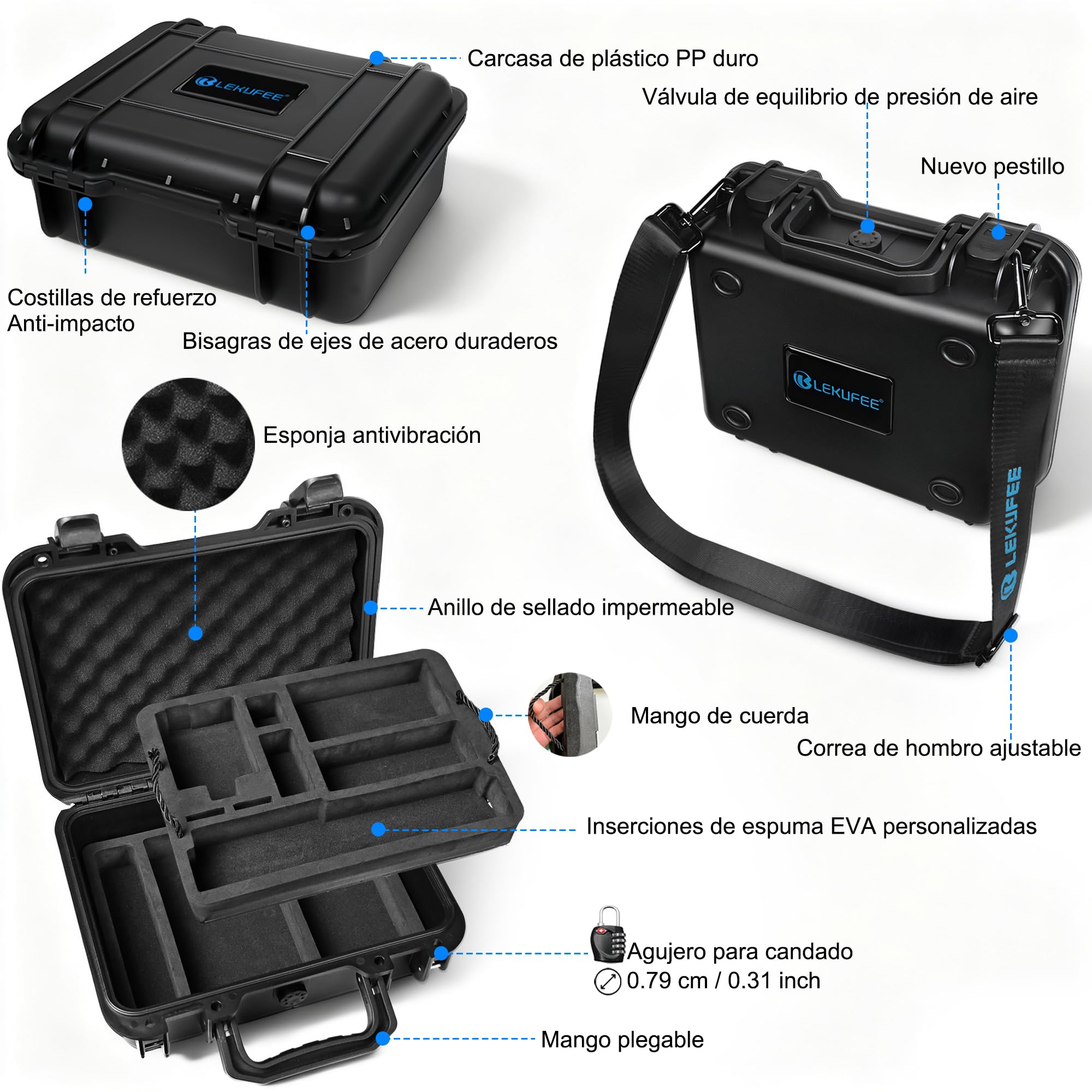 LEKUFEE Estuche Rígido Portátil Impermeable para dji Osmo Nano, Pack estándar (64GB / 128GB) - Cámara para Vlogs, dji Mic 3/2/Mini, más Accesorios (Solo Estuche)