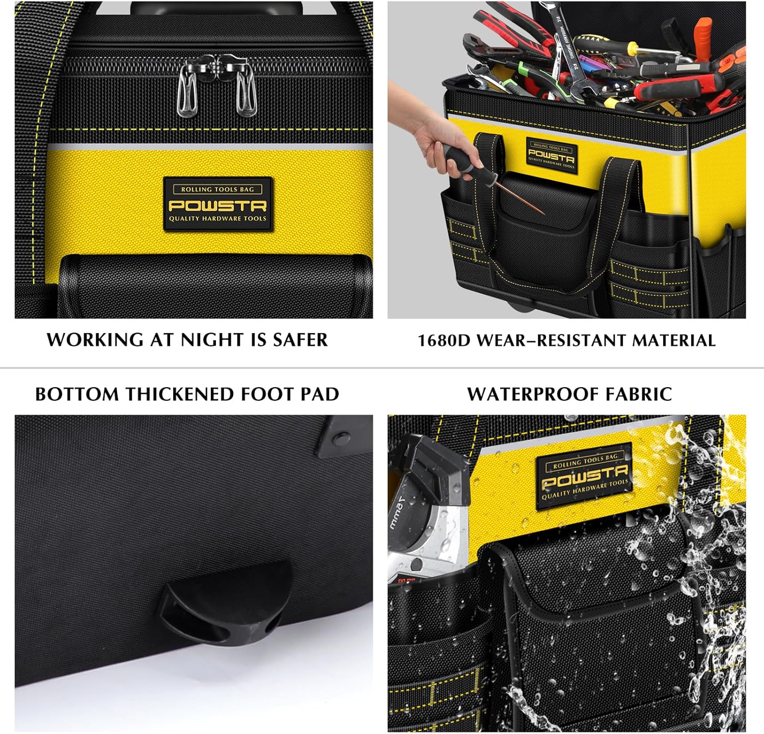 21" Rolling Tool Bag with Wheels,Portable Waterproof Large Tool Storage Bag Organizer with Adjustable Aluminum Telescoping Handle for Repairman Electrician and Mens