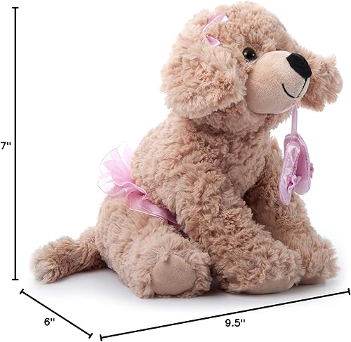 Miniatura 12 de The Petting Zoo Peluche de perro Ballerina Scruffy, regalos para niños, juguete de peluche de perro marrón caramelo de 10 pulgadas