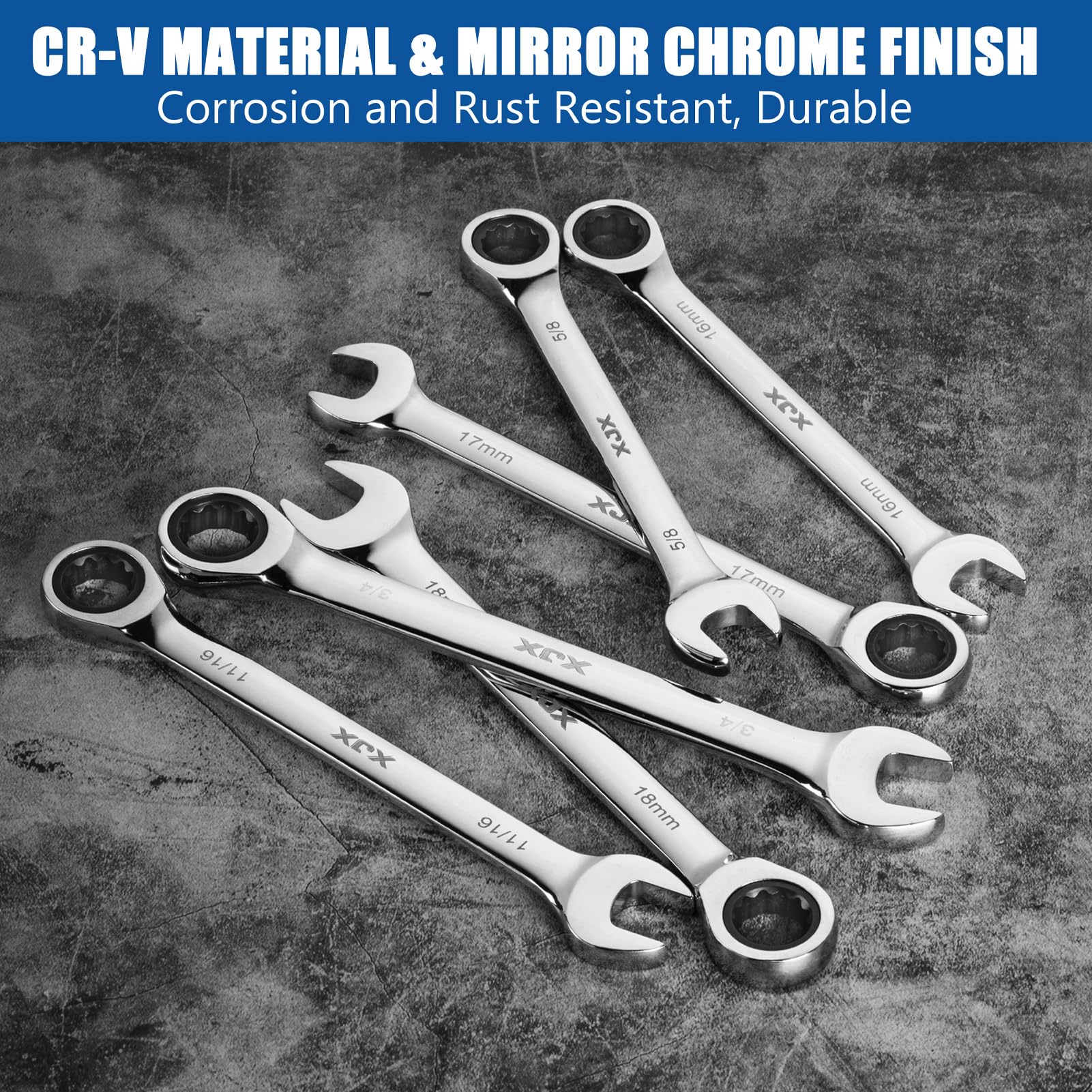 Set De 24 Clés à Cliquet Mixtes – Métriques Et SAE – Acier Chrome Vanadium