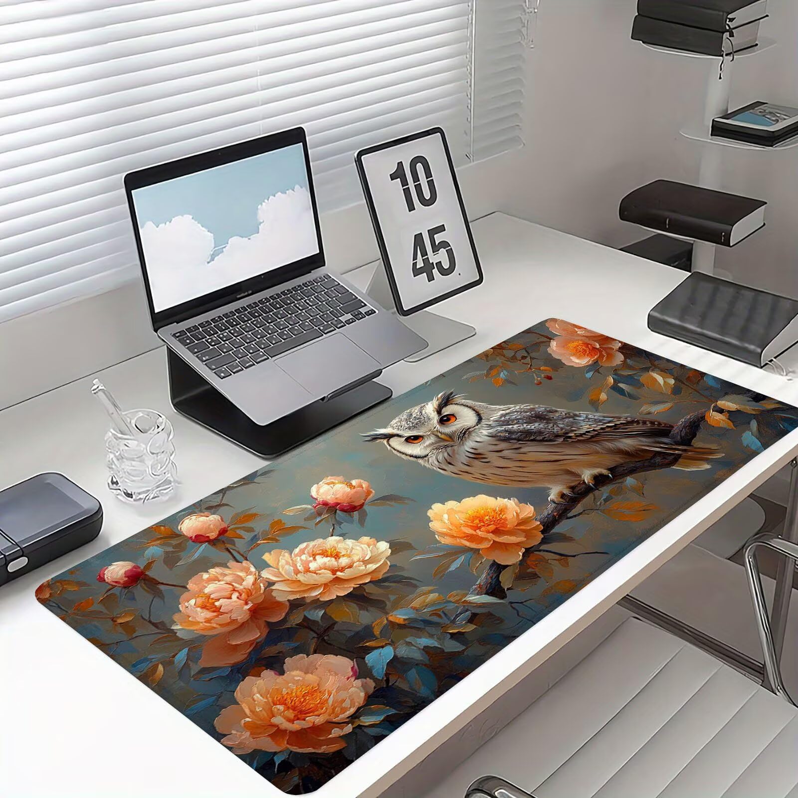 Podkładka pod mysz Piwonia XXL Sowa 1000 x 500 x 4 mm Podkładka pod mysz dla graczy, podkładka pod mysz do laptopa, podkładka pod mysz i podkładka pod mysz do laptopa, podkładka pod mysz i klawiaturę
