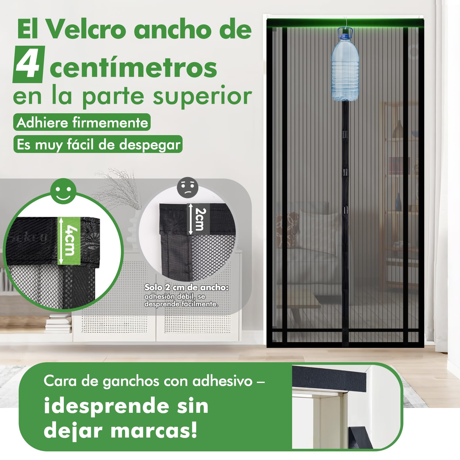 Sekey 130x220 cm magnético cortina para protección contra insectos, magnético Mosquitera para puerta para balcón, sótano Puerta, terrazas para puerta (se puede cortar en altura y ancho), Negro