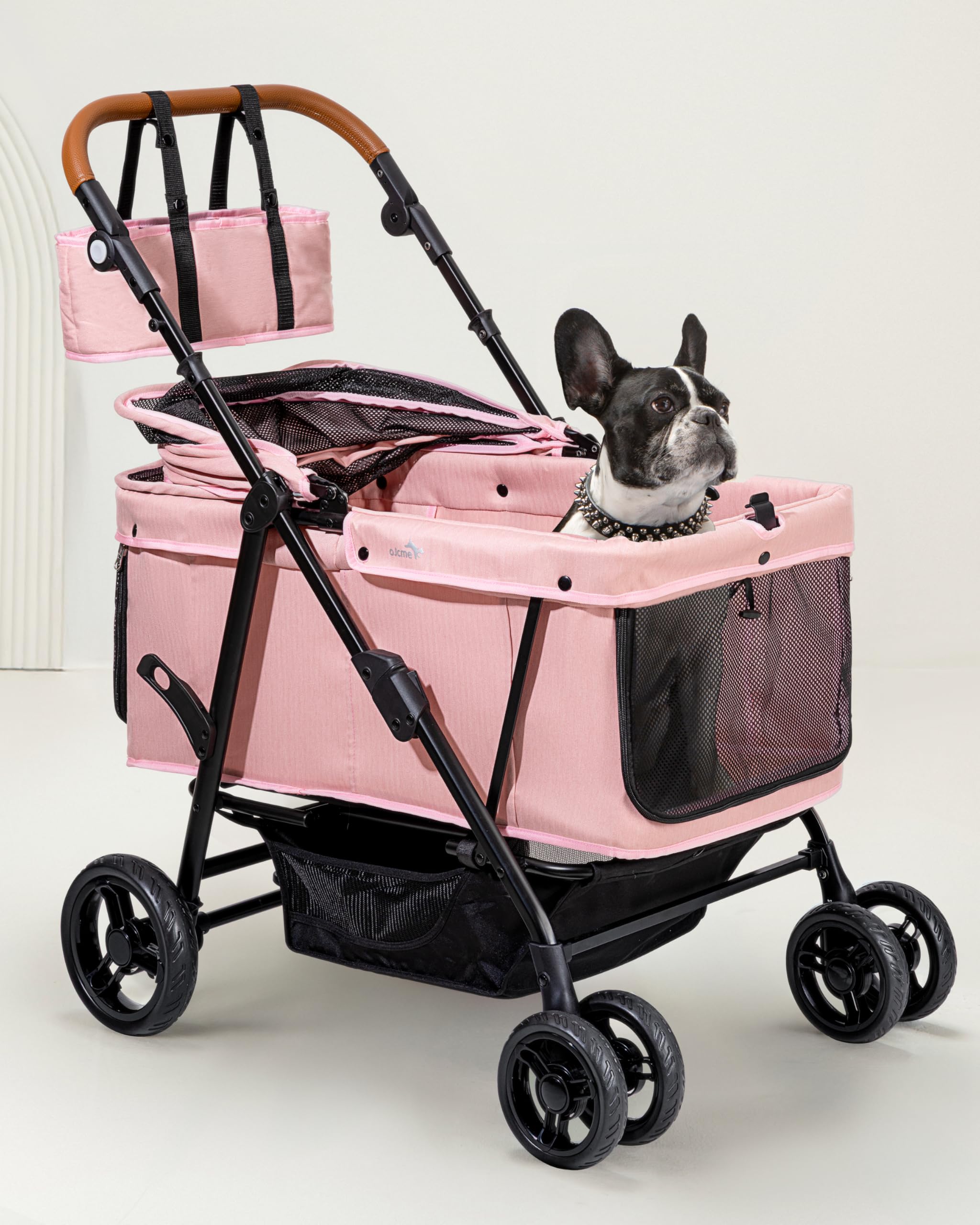 Dog Stroller for Large & Medium Dogs (20-132 lbs), Pet Stroller for 2 Small Dogs, Extra Large Heavy Duty, Foldable & Ventilated, Pink or Navy