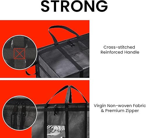 Miniatura 10 de NZ home Bolsa aislante XL para entrega de alimentos y compras de comestibles con parte superior con cremallera, color negro (paquete de 2)