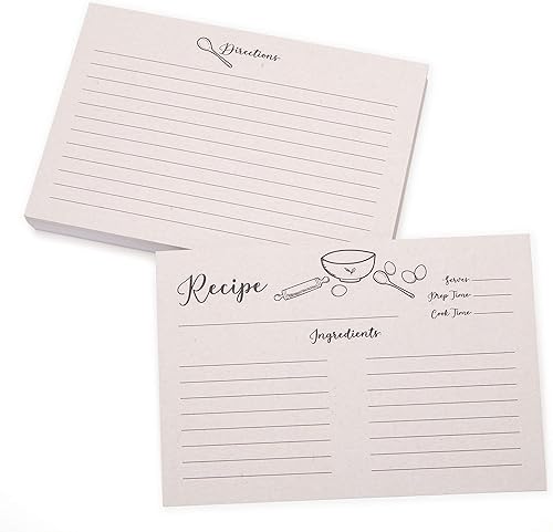 OUTSHINE Tarjetas de recetas de 4 x 6 pulgadas, diseño de granja, plantilla de tarjeta de recetas para caja de recetas, juego de 50 tarjetas de