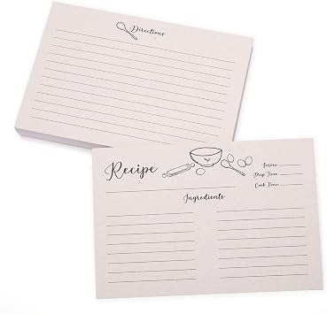 Outshine Recipe Cards| 50 Blank Recipe Cards | Double Sided Thick Card Stock for Recipe Holders - 4x6 Kraft