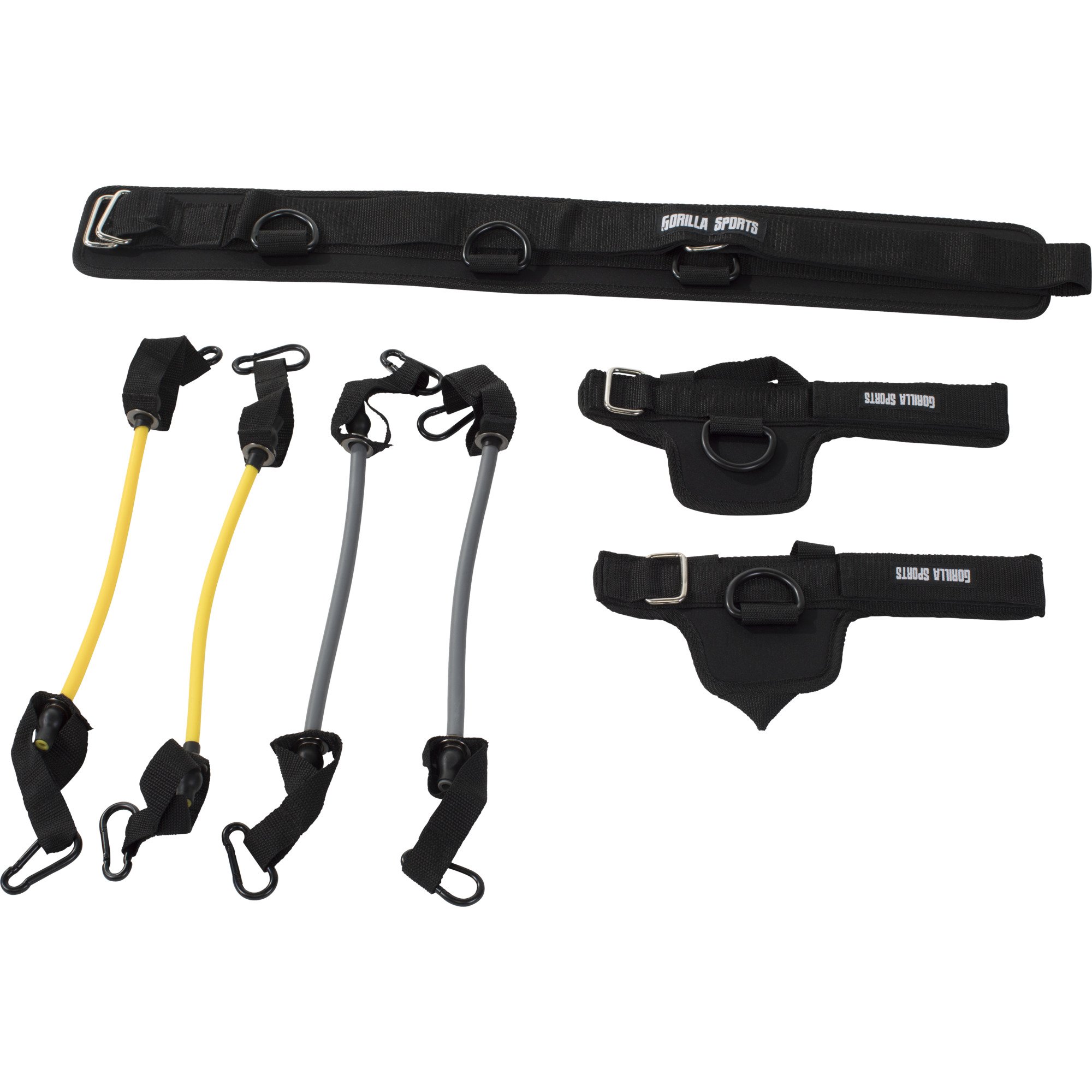 GORILLA SPORTS® Vertikaler Sprungtrainer - Set 7-TLG, Elastische, Verstellbarer Gürtel, 78 cm - Vertical Jump Trainer, Bounce, Widerstandsbänder, Basketball, Beinkrafttraining, Sprungtraining