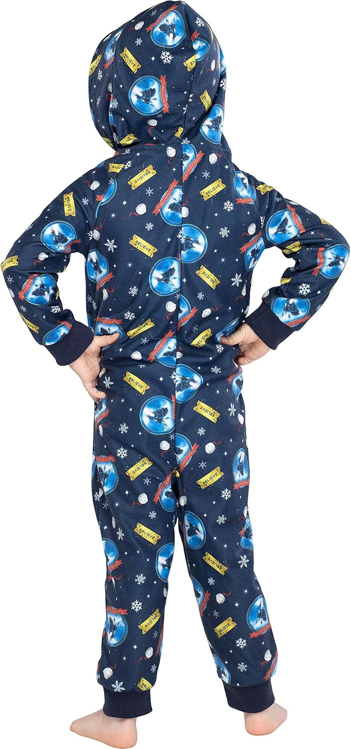 INTIMO Polar Express Toddler Kids Believe Hooded One-Piece Footless Sleeper Union Suit - Image 4