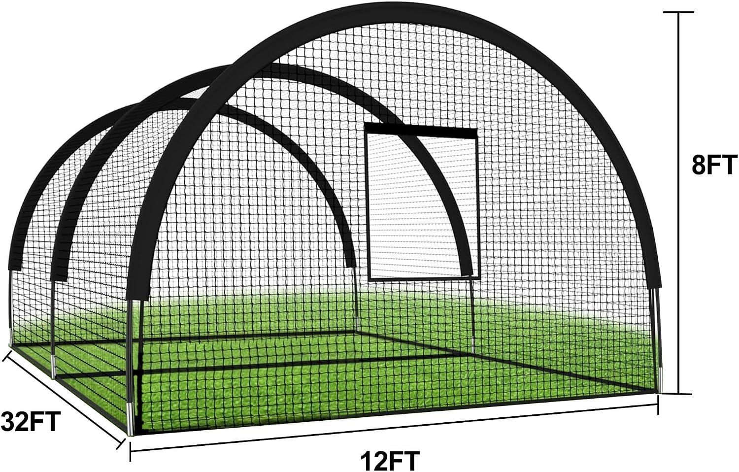 Hipicute Backyard Baseball Batting Cage 32ft, Baseball Training Equipment with Net and Frame, Multi-Sport Hitting Net for Baseball, Softball, and Golf Practice, Pitching Training Aid.
