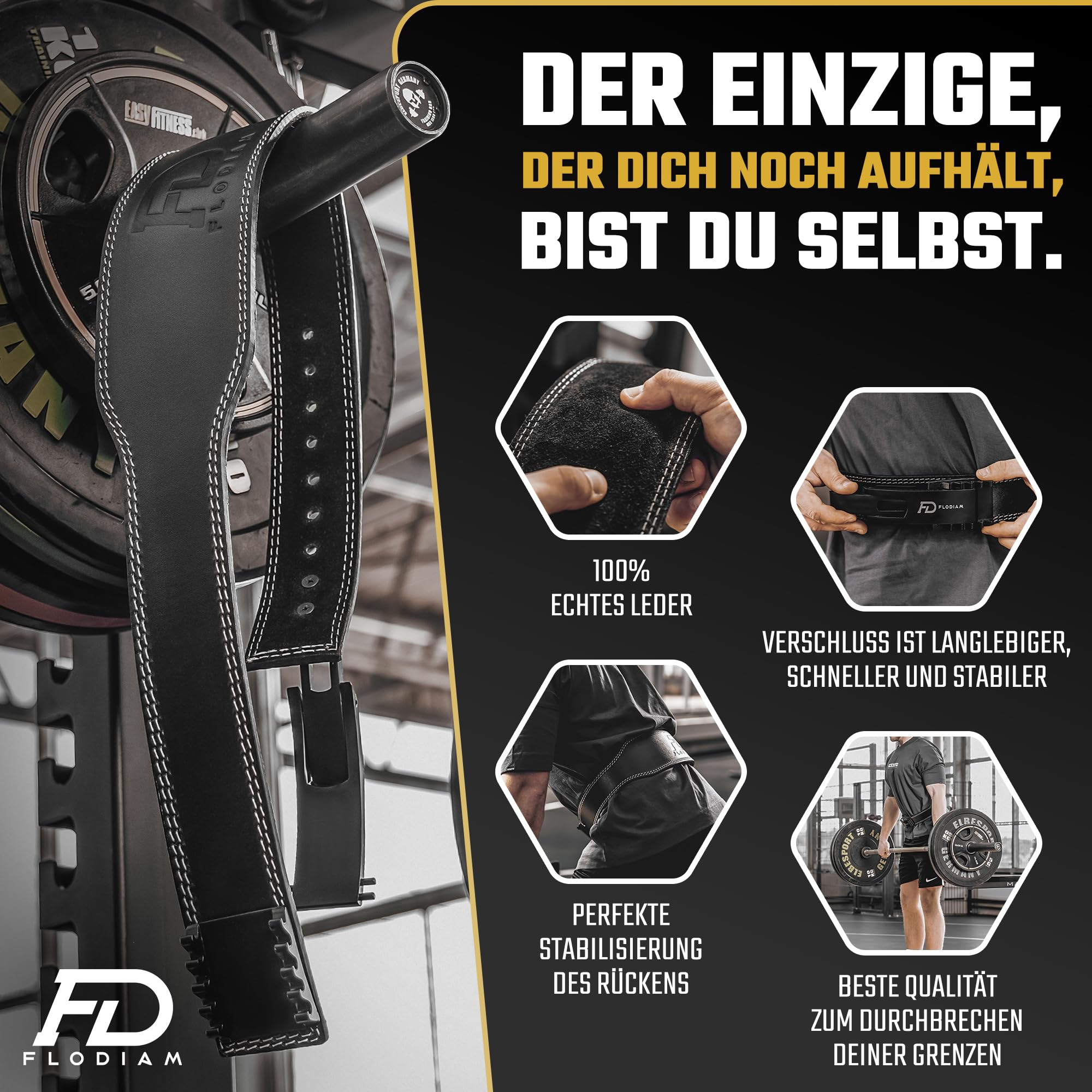 Gewichthebergürtel für Damen und Herren [Schnellverstell Hebelverschluss] Echtleder Gym Lifting Belt mit Hebelschnalle | Gewichtheben, Bodybuilding | Jetzt Größe Wählen!