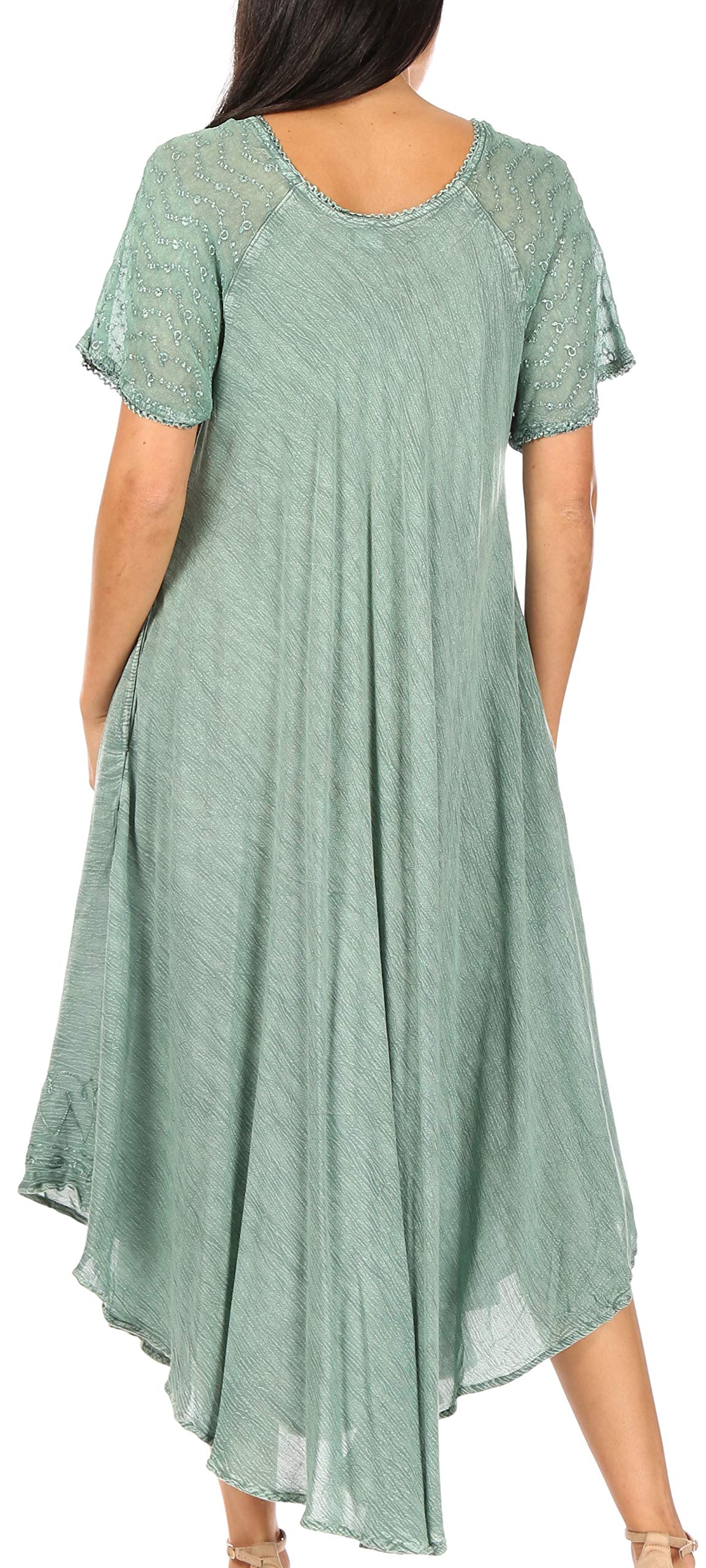 Sakkas Egan Robe Caftan Robe de Plage Longue Brodée avec Mancherons Brodés