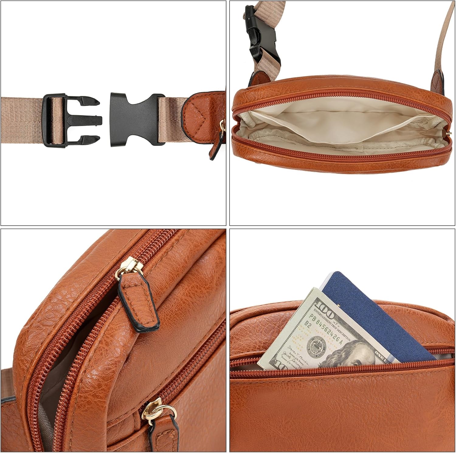 GAEKEAO Fanny Packs Belt Bag for Women Everywhere Waist Packs Vegan Leather Crossbody Bags with Adjustable Strap（Brown） - Image 7