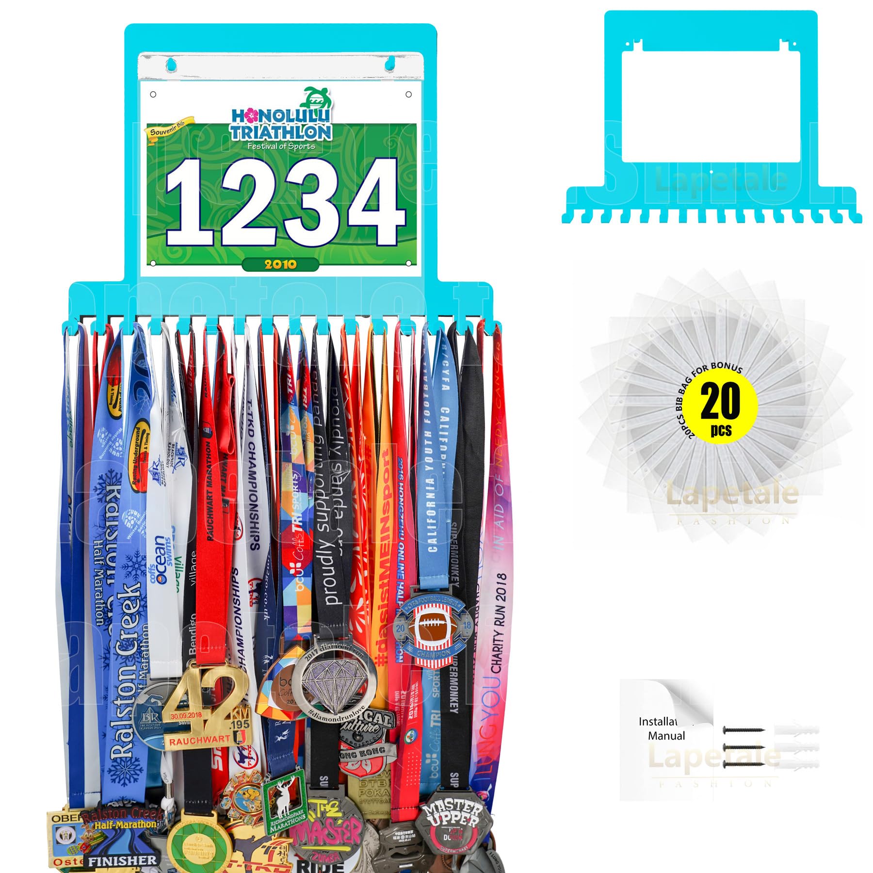 Race Medal Holder Wall Hanger,Marathon Medal Display and Runner Medal Hanger Display,Bib Running Medal Display, Running Medal Hanger Display,Medal
