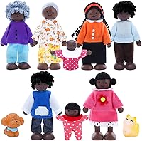 Vista 10 de ONEST Juego de 10 piezas de casa de muñecas de madera, mini figuras de personas, muñecas de madera, muñecas de madera, figuras de juego