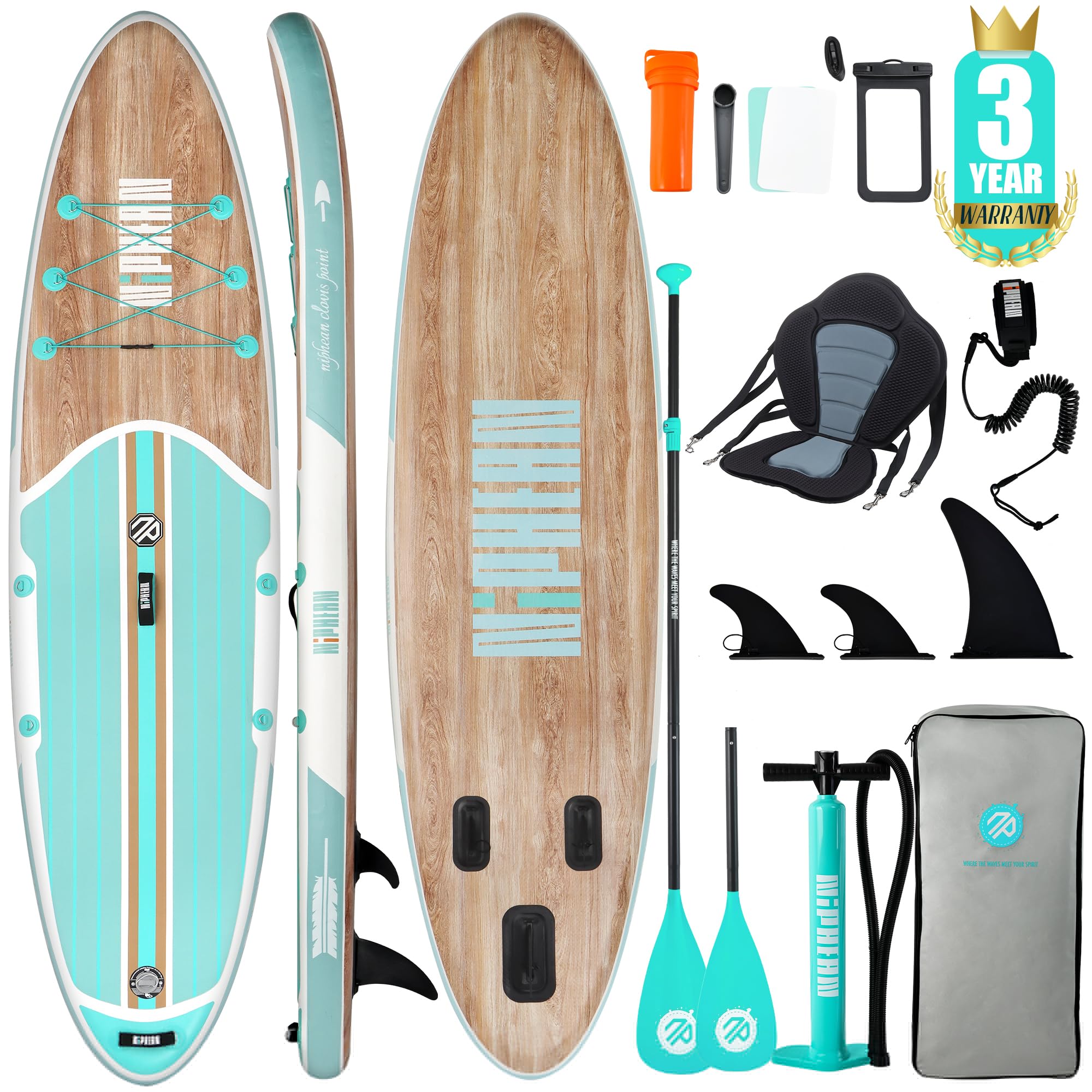 Niphean SUP Gonfiabile Adulti con Tutti gli Accessori, 320cm Stand up Paddle Gonfiabile per Tutti i Livelli, Paddle Board con Capacità di 200kg per 2 Persone, Tavola da SUP Gonfiabile con Sedia