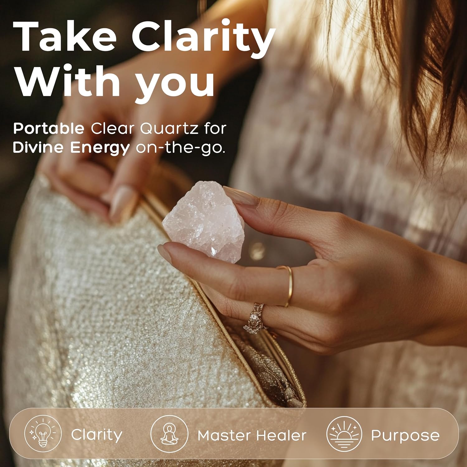 Anima Premium Clear Quartz Crystal Set for Clarity, Focus & Energy Amplification – Authentic Clear Quartz Tower, Cluster & Raw Crystal Presented in Elegant Wooden Gift Box – Responsibly Sourced - Image 3