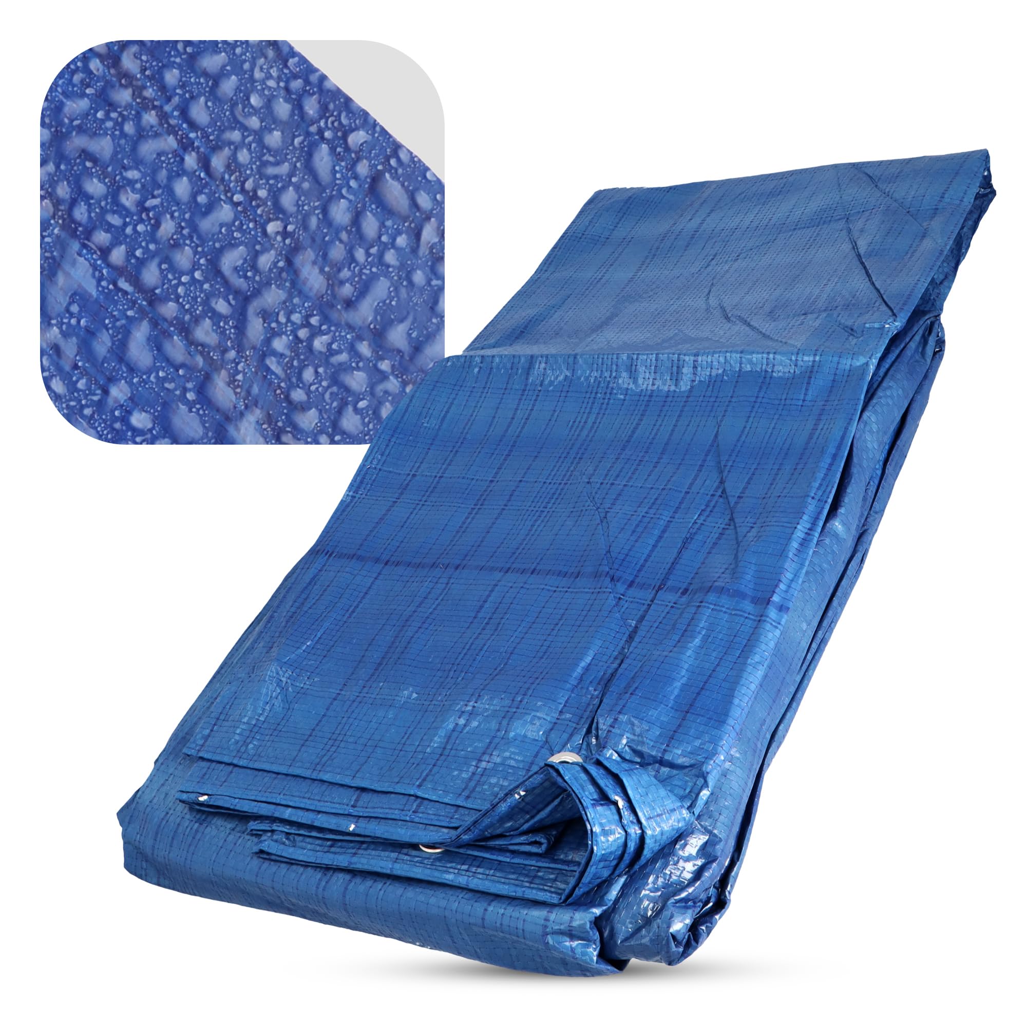 Lona Impermeable Exterior 6x10m PVC 50 g/m² Toldo de Protección Multiusos para Terrazas Muebles Jardín Piscina Coche Tarpaulina Industrial con Ojales Resistente al Agua