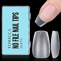 Vista 28 de TOMICCA Puntas de uñas extra cortas en forma de ataúd, 240 piezas de uñas postizas acrílicas de cobertura completa para manicura con extensión, 15