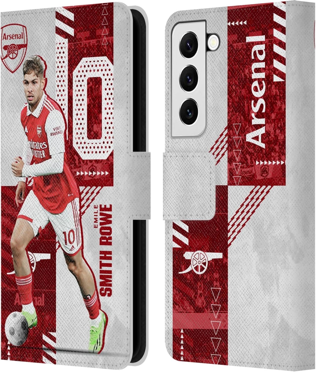Head Case Designs Officially Licensed Arsenal FC Smith Rowe 2022/23 First Team Leather Wallet Case Compatible with Samsung Galaxy S22 5G