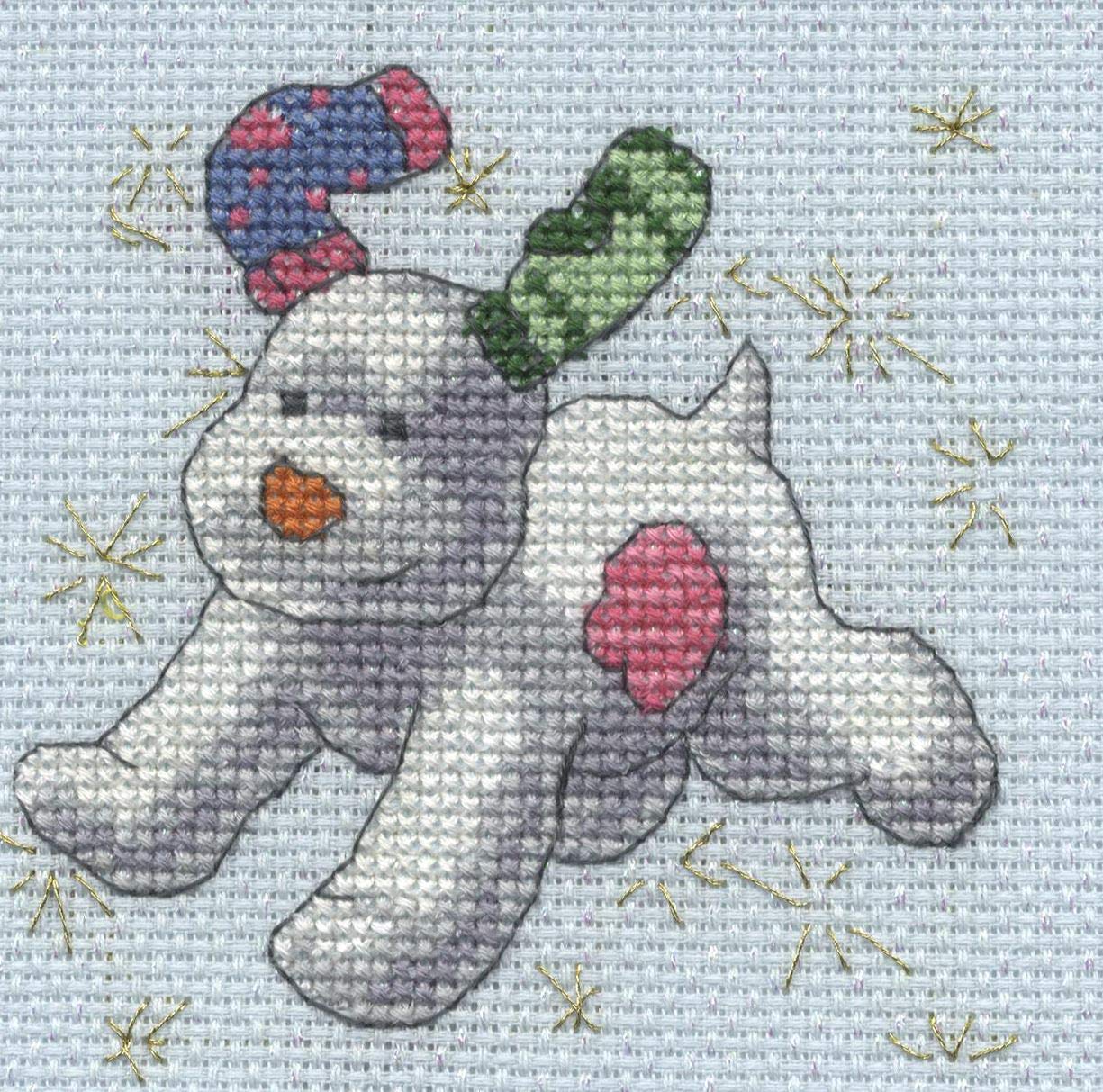 Dmc Blue Cross Stitch Kit - The Snowdog - Stars