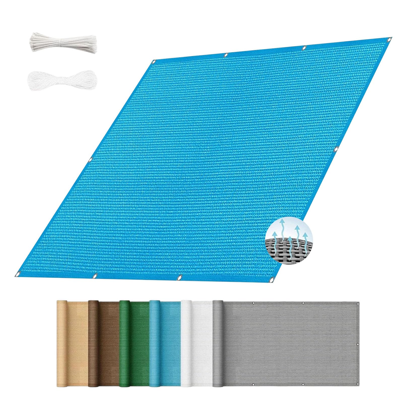 Toile brise vue balcon 9x1m bleu ciel en tissu HDPE résistant aux rayons UV