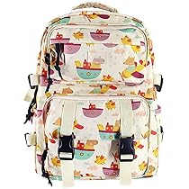 Oreunik Zaino da Viaggio per Scuola Superiore, Università, Uomo Donna, Adolescente Porta PC 15,6 Pollici Leggero Resistente, Nero (Barca)