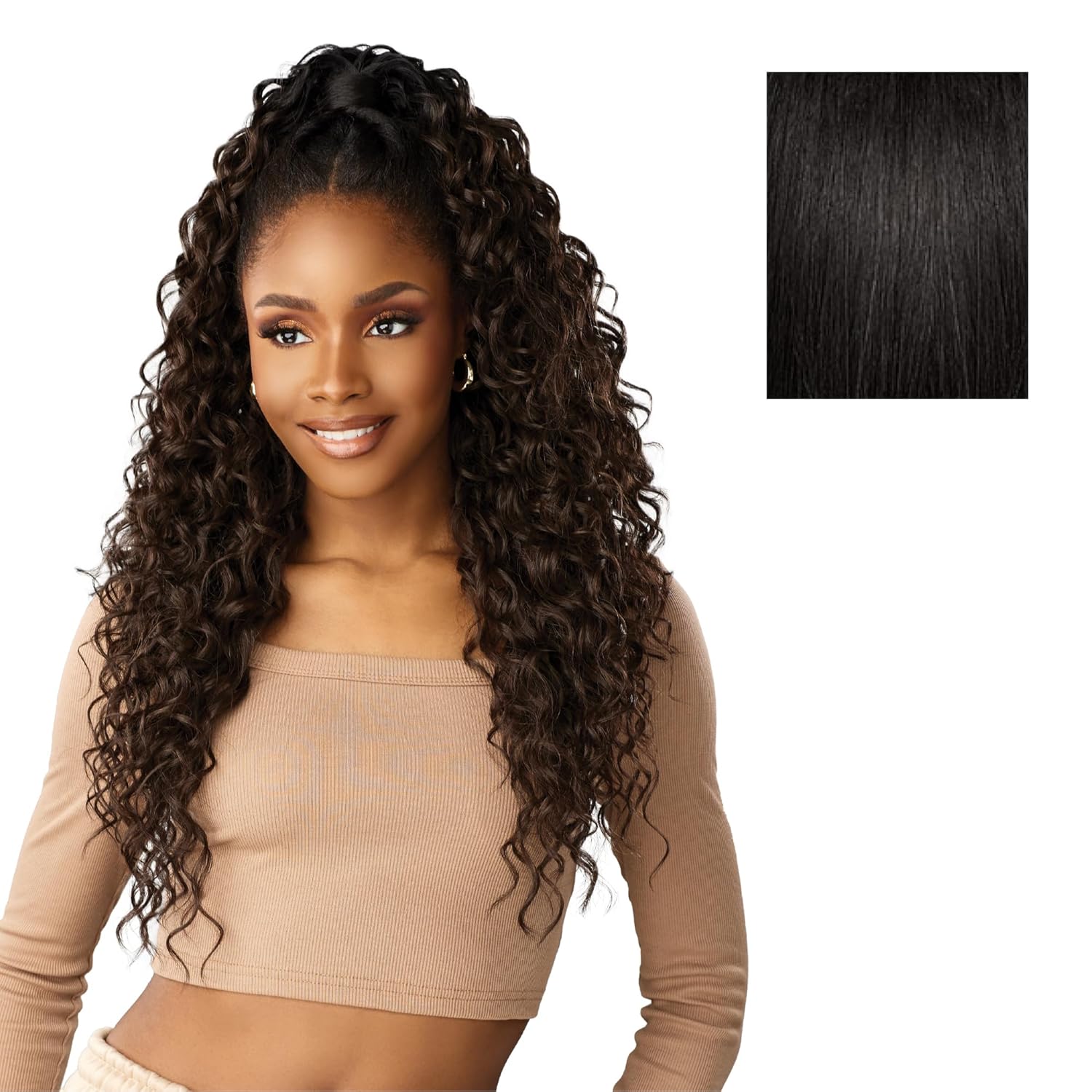 Sensationnel Instant Updown Halfwig Pony - Iud 24 4 Style in 1 Half Wig And Pony Drawstring (1B OFFBLACK)