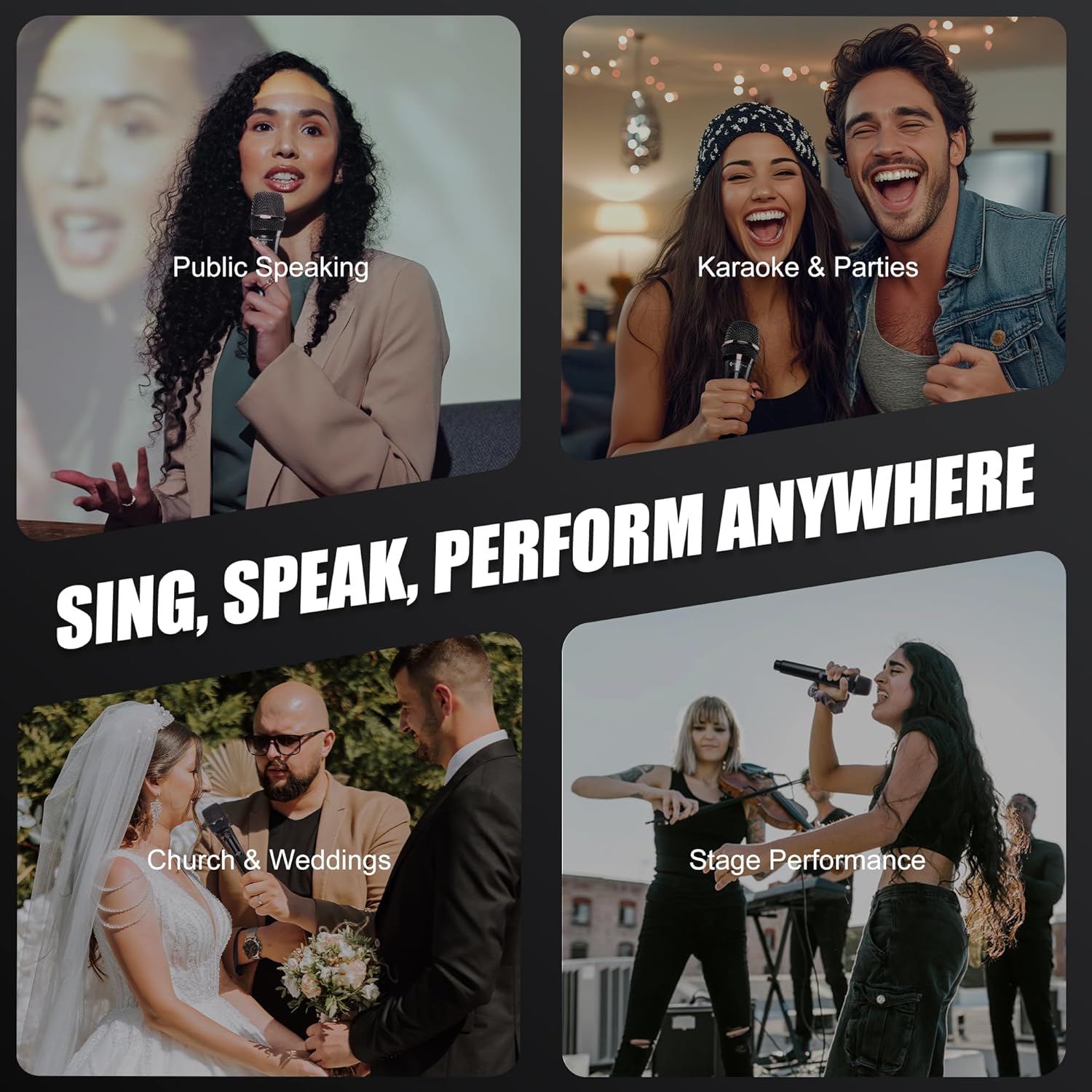 Wireless Microphones - Rechargeable Dual Handheld Dynamic Microphone with Receiver - 240ft Range - Karaoke Microphone for Singing, Speaking, Meeting and Party Events - Image 8