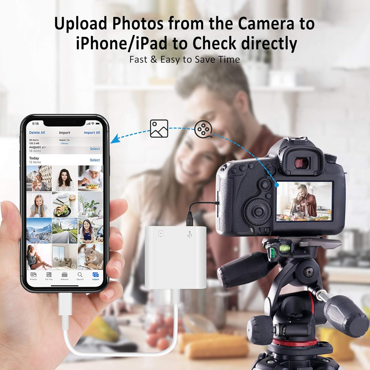 One-Day Sale: Up to 70% Off USB to iPhone OTG Adapter,USB Camera Adapter,Portable iPhone USB Adapter with Charging Port,USB3.0 OTG Adapter for iPhone/iPad,Support Card Reader,USB Flash Drive,Keyboard,Mouse Plug & Play,White