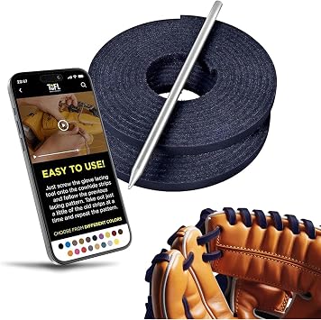 TOFL Softball and Baseball Glove Lace Kit | Mitt Lace Glove Repair Lacing Kit | 2 Leather Laces with Lacing Needle for Catchers Glove