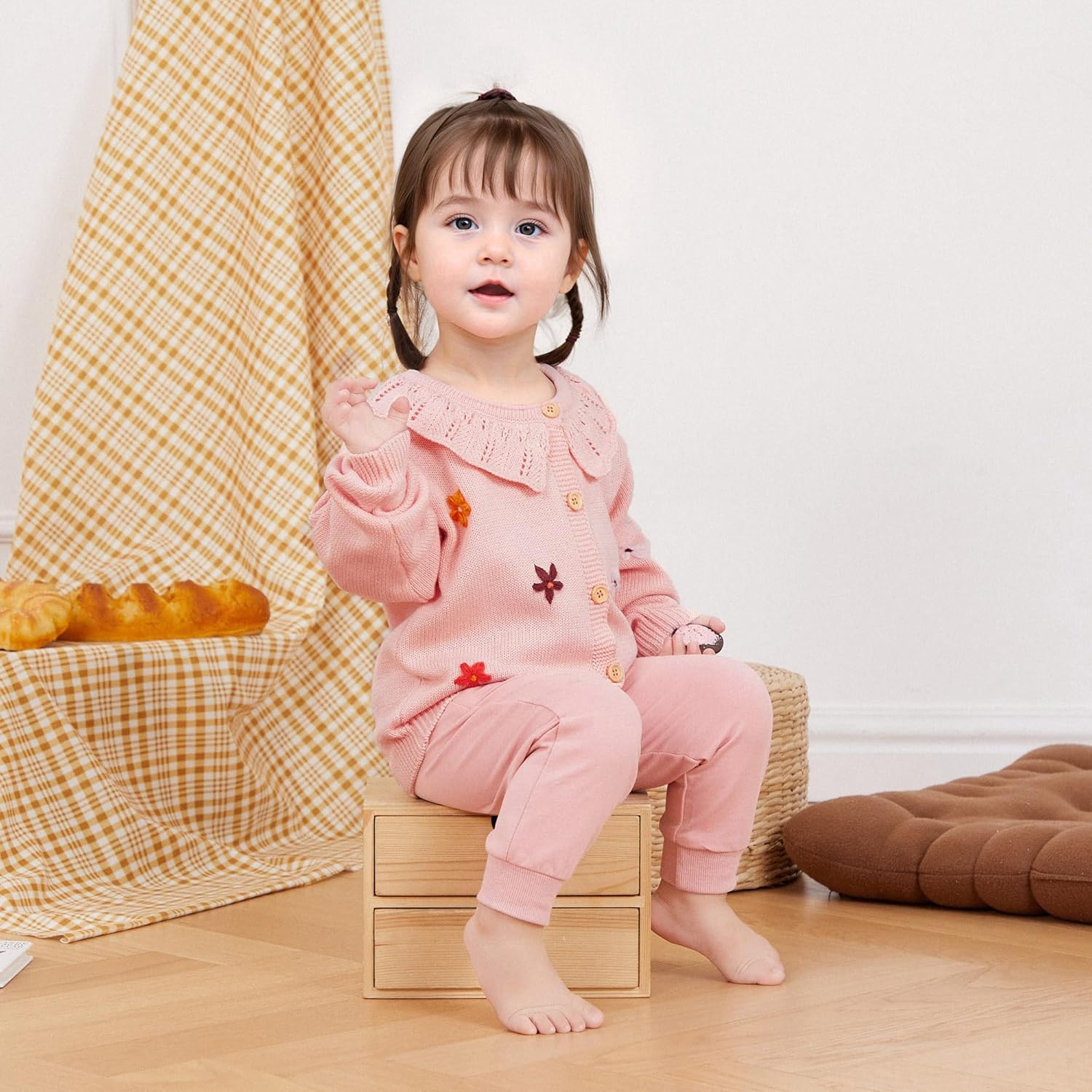 Toddler Baby Girl Cardigan Sweater Cute 3D Flower Design Long Sleeve Infant Fall Clothes Knitted Tops - Image 6