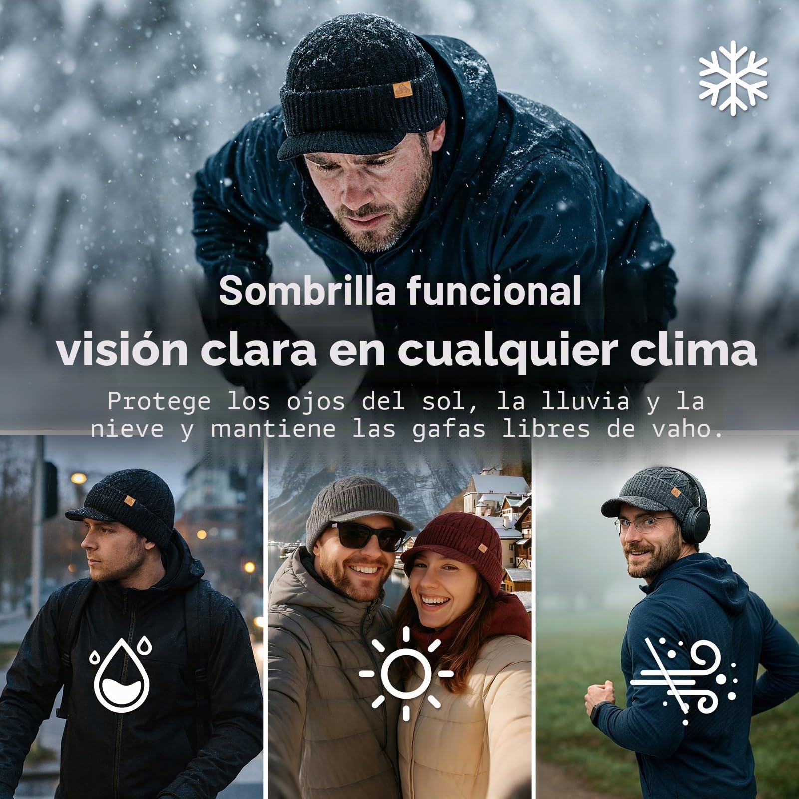 TOP-EX DryKnit - Gorro de lana merino, impermeable, L/XL/XXL