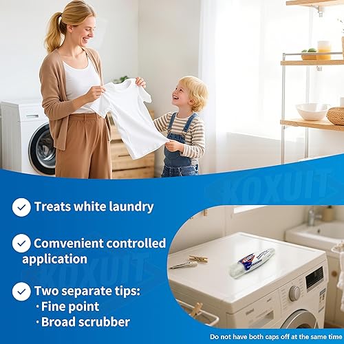 Miniatura 6 de Lápiz blanqueador portátil de doble punta para ropa blanca y lechada - Aplicador de gel 2 en 1 listo para viajar con cabezal de cepillo, limpiador