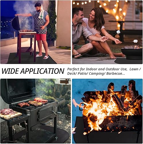 Miniatura 7 de HOMBYS Tapete resistente al fuego para chimenea, 48 x 27 pulgadas, almohadillas de hogar para estufa de leña, alfombra protectora de suelo negra