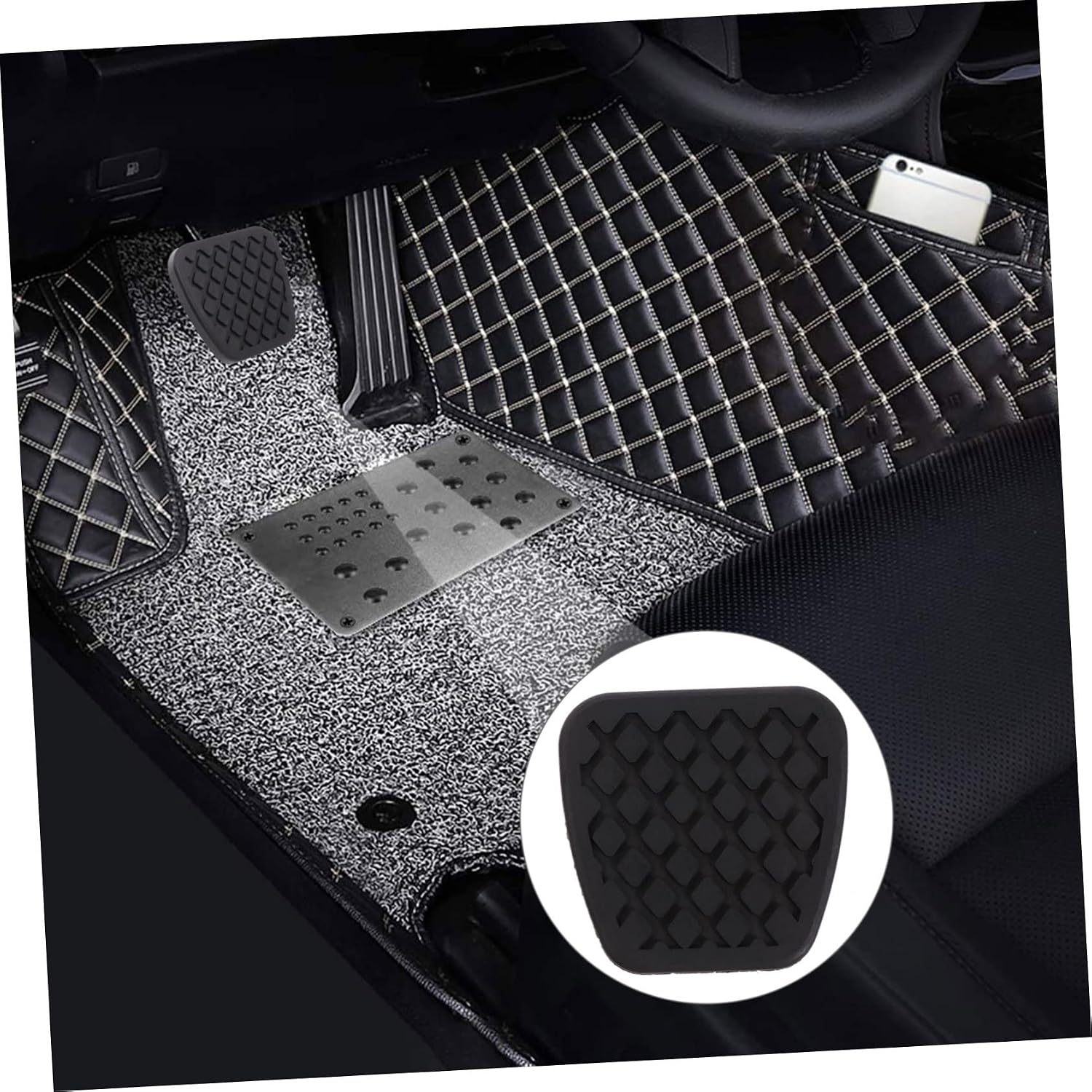 Zerodeko 3Pcs Foot Pedal Cover Non Slip Rubber Brake Clutch Pad for Car Replacement Accessories Ergonomic Design for Comfortable Grip Fit for Cars Suvs Atvs