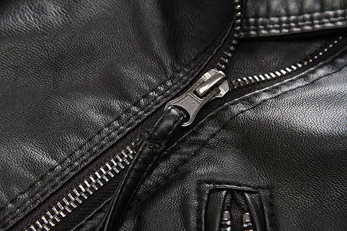 Miniatura 4 de LJYH Chaquetas de moto de cuero sintético para niños, con cremallera, abrigos de otoño