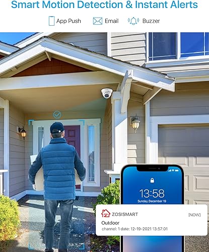 Vista 13 de ZOSI Sistema de cámara de seguridad para el hogar 3K Lite con detección de vehículos humanos AI, H.265+ 8CH CCTV DVR y 8 cámaras domo tipo bala