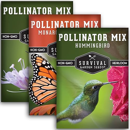 Miniatura 8 de Survival Garden Seeds Colección de flores polinizadoras: 3 paquetes de semillas para plantar y atraer mariposas, abejas, colibríes, flores